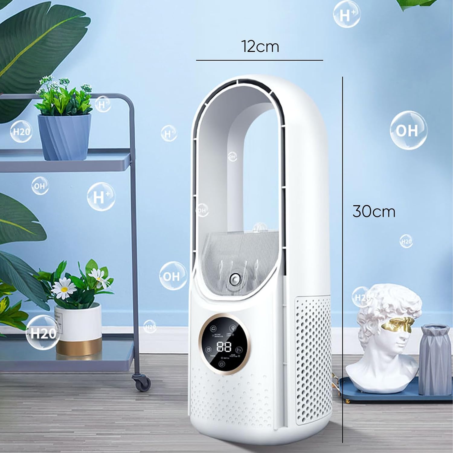  Kouamor Ventilateur Sur Pied USB 30 Cm Sans Pales, 6 Vitesses, Refroidisseur D'air Portable Pour Bureau, Chambre à Coucher