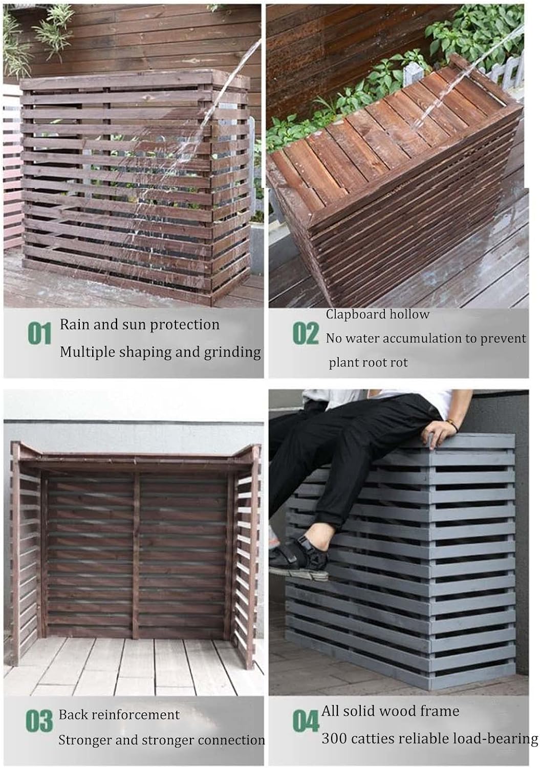 GENERIC Housse De Protection Pour Climatiseur Extérieur Résistant Aux Intempéries – Écran Central élégant Pour Dissimuler Les Unités Extérieures – Volets De Fenêtre