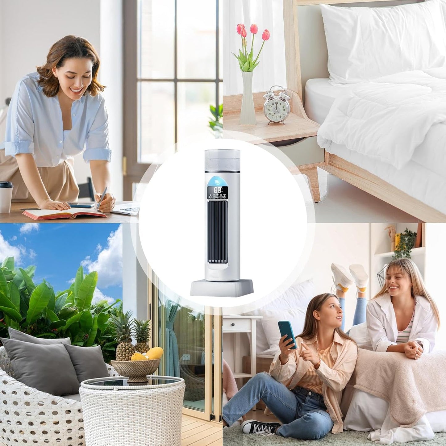 Genérico Climatiseur Personnel – Ventilateur D'air Frais, Climatiseur Personnel, Refroidisseur D'air Sans Pales, Humidificateur évaporatif Silencieux Avec Minuterie Et Télécommande