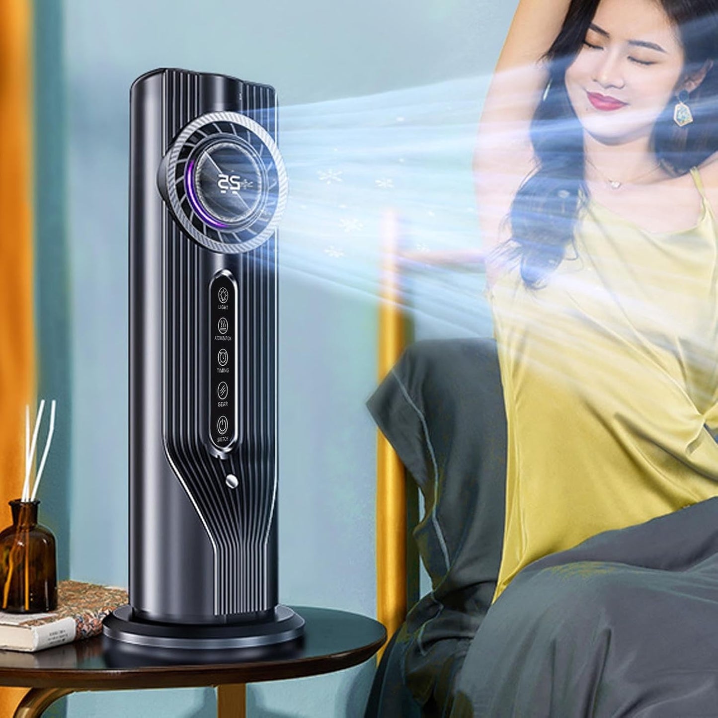  Hyuduo Refroidisseur D'air Portable, Matériau ABS, 6 Vitesses Réglables, Minuterie De 6 Heures, Idéal Pour Les Bureaux Et Les Dortoirs