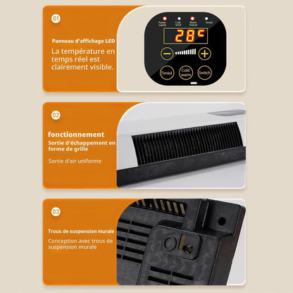  Kouamor Climatiseur Mural Et Radiateur Soufflant 1 En 1, 2 000 W, Portable, Petit Climatiseur, Avec Télécommande, Température De L'air Froid Non Réglable, Disponible Toute