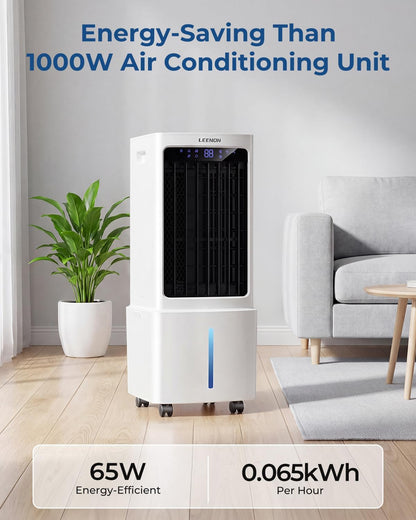  LEENON 9L Climatiseur Mobile Avec Télécommande, Rafraichisseur D'air Silencieux Avec Oscillant Et 3 Vitesses, 3 Modes, Minuterie 12H Climatisation Portable Pour La Maison Et Le Bureau - Blanc