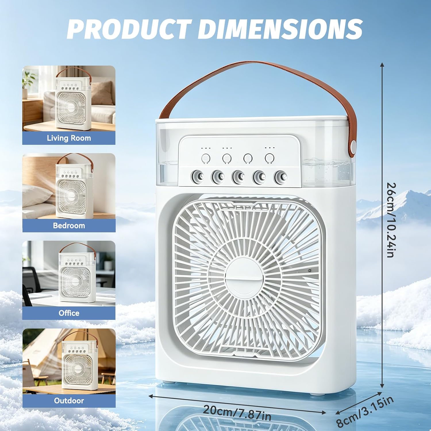  Foreverup Climatiseur Mobile Portable, Mini Refroidisseur D'air Avec Diffuseur D'eau, Mini Air Climatiseur Ventilateur Avec 3 Velocità, Timer, 7 Lumières LED Pour La Maison,la Chambre(Blanc)