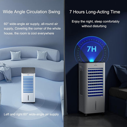  Climatiseur Portable 7 L Avec 3 Modes De Fonctionnement, 3 Vitesses De Ventilation, Télécommande Facile D'utilisation, Minuterie Et Oscillation Intégrées, Pour La Maison Et Le Bureau, Couleu