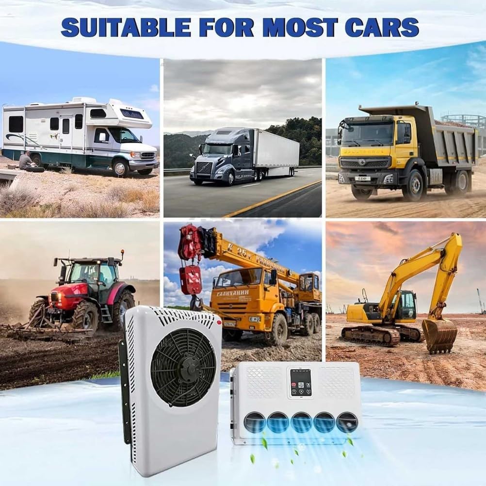  Générique Climatiseur De Cabine De Camion RV Unité De Climatisation éLectrique Suspendue Pour Camion Refroidissement Rapide Climatiseur Portable DC Pour VéHicules De Camping Remorques,24v