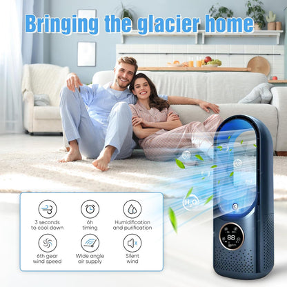 Kouamor Ventilateur Sur Pied USB 30 Cm Sans Pales, 6 Vitesses, Refroidisseur D'air Portable Pour Bureau, Chambre à Coucher