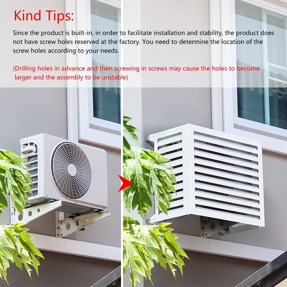  Housse Pour Climatiseur Extérieur – Aluminium Résistant Aux Intempéries, Garde-corps Décoratif Pour Unités AC, Gris, Dimensions : 110 X 60 X 80 Cm, Et Protection élégante