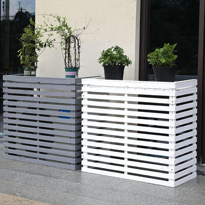 GENERIC Housse De Climatiseur D'extérieur En Bois Massif Avec Persiennes Et Support De Fleurs Polyvalent Résistant Aux Intempéries E-105 X 45 X 95 Cm, Parfaite Pour La Maison Et Le Jardin