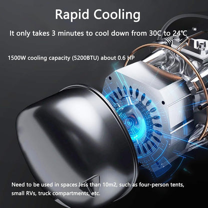  Portable AC 4500BTU Refroidissement Rapide 400W Calme Mini Refroidisseur Pour RV Voiture Camping Avec Télécommande Mode De Sommeil Déshumidificateur Compact Design Facile à Installer Extérieur à L'int