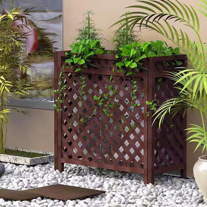  Clôture En Bois Massif Pour Climatisation, écran De Confidentialité Extérieur, Support Pour Climatiseur, Support Pour Fleurs, Grille De Protection Pour Séparation D'espace