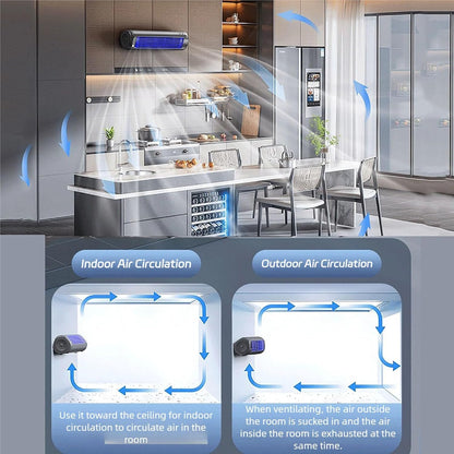 Liketonline Cooling Ace, Climatiseur Portable, 3 Vitesses Réglables, Ventilateur Mural Sans Perforation, Rechargeable Par USB, Pour Chambre, Bureau, Maison (Gray+Gray)