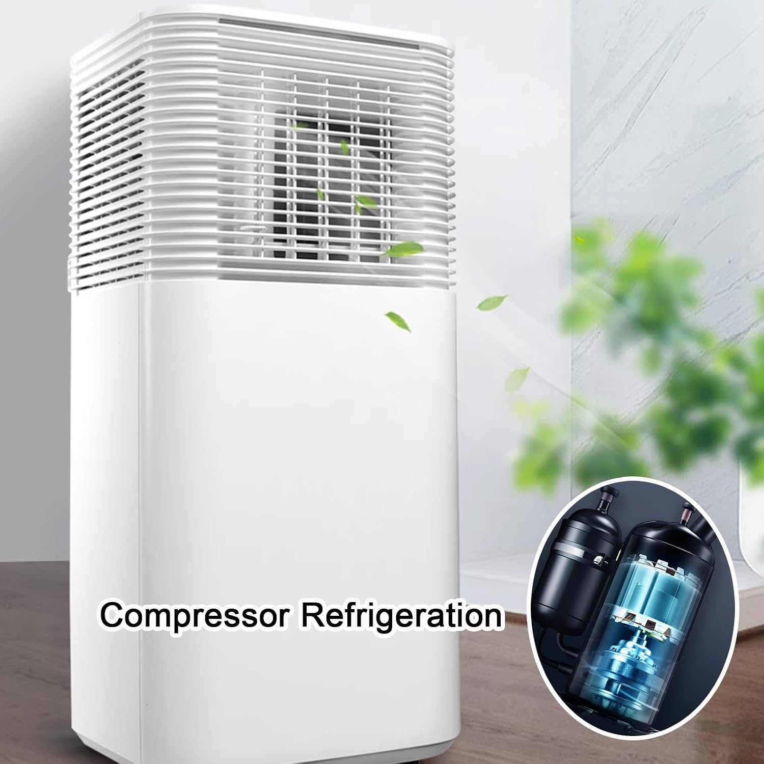 GENERIC Climatiseurs Portables 10000 BTU Pour Chambres Avec Déshumidification Télécommande 2 Vitesses Et Minuterie Pour Chambre Bureau Petits Espaces, 220V