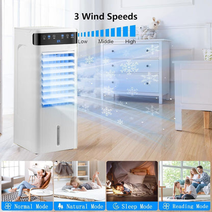 GENERIC Refroidisseur Par évaporation Portable Avec 3 Modes, 3 Vitesses Et Minuterie De 12 Heures Pour Chambre, Bureau Et Camping – Pas Besoin De Tuyau, Plus Grand Réservoir Pour Un Refroidissement Efficace