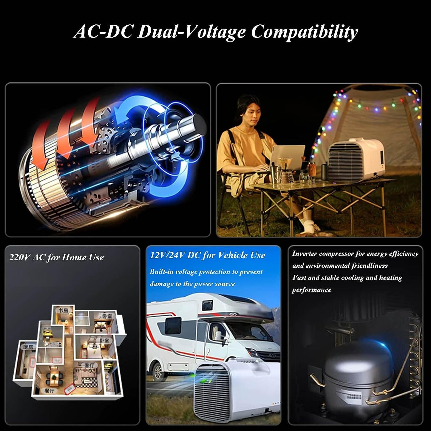  Climatiseur Portable, 3 Modes De Débit D'air, Refroidisseur D'air Extérieur Pour Le Camping, Camping-Car Et Usage Domestique, Ventilateur Personnel Compact Pour La Chambre Et Le Bureau