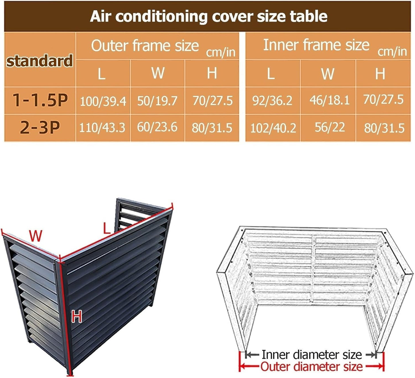 GENERIC Housse En Aluminium Pour Climatiseur Et Clôture D'intimité | Grille De Protection Extérieure Pour Climatisation | Bouclier De Condensateur Et Pompe à Chaleur | Boîtier élégant Pour Poubelle | Design