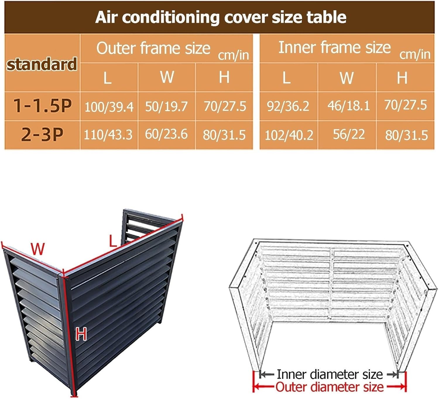 GENERIC Housse En Aluminium Pour Climatiseur Et Clôture D'intimité | Grille De Protection Extérieure Pour Climatisation | Bouclier De Condensateur Et Pompe à Chaleur | Boîtier élégant Pour Poubelle | Design