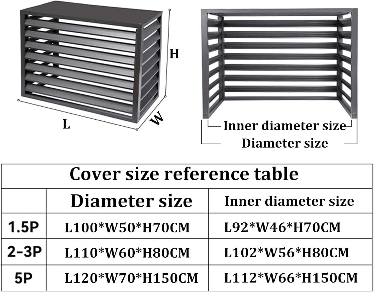 GENERIC Housse En Aluminium Pour Climatiseur – Bouclier Décoratif Résistant Aux Intempéries Pour Unités Centrales Climatisées Extérieures, Boîtier Autonome Pour Poubelles Ou Appareils CVC