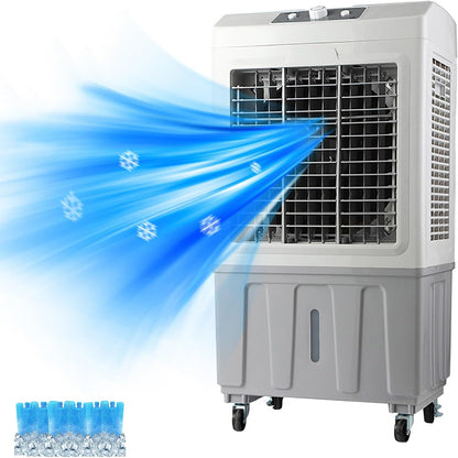 GENERIC Refroidisseur D'air évaporatif Portable, Refroidisseur De Marais Avec Oscillation à 120°, Réservoir D'eau De 50 L, 3 Vitesses, 6 Blocs De Glace, Pour Grande Pièce, Terrasse, Garage