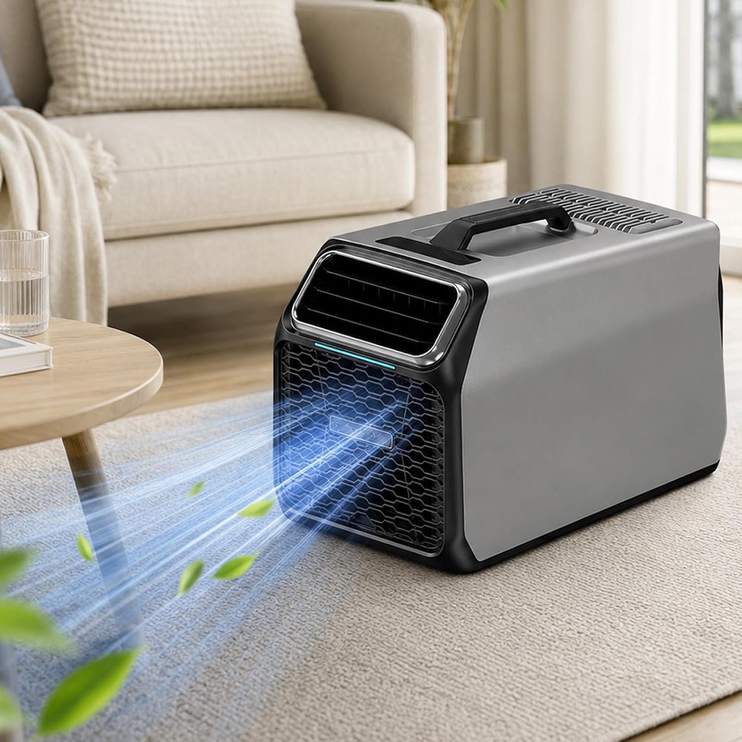  Climatiseur Mobile Pour Maison Camping-Car, Tente Et Atelier Silver-220V | Auto-évaporation Et Tuyau De Drainage Inclus Pour Réduire Les Vidanges En Climat Chaud Ou Humide.