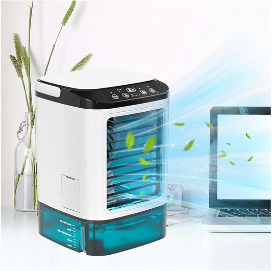  Avec Glacière Climatiseur Mobile, Air Conditioner Portable 3 Vitesses Et LED 7 Couleurs Climatiseur Sans Conduit Air Cooler Fan