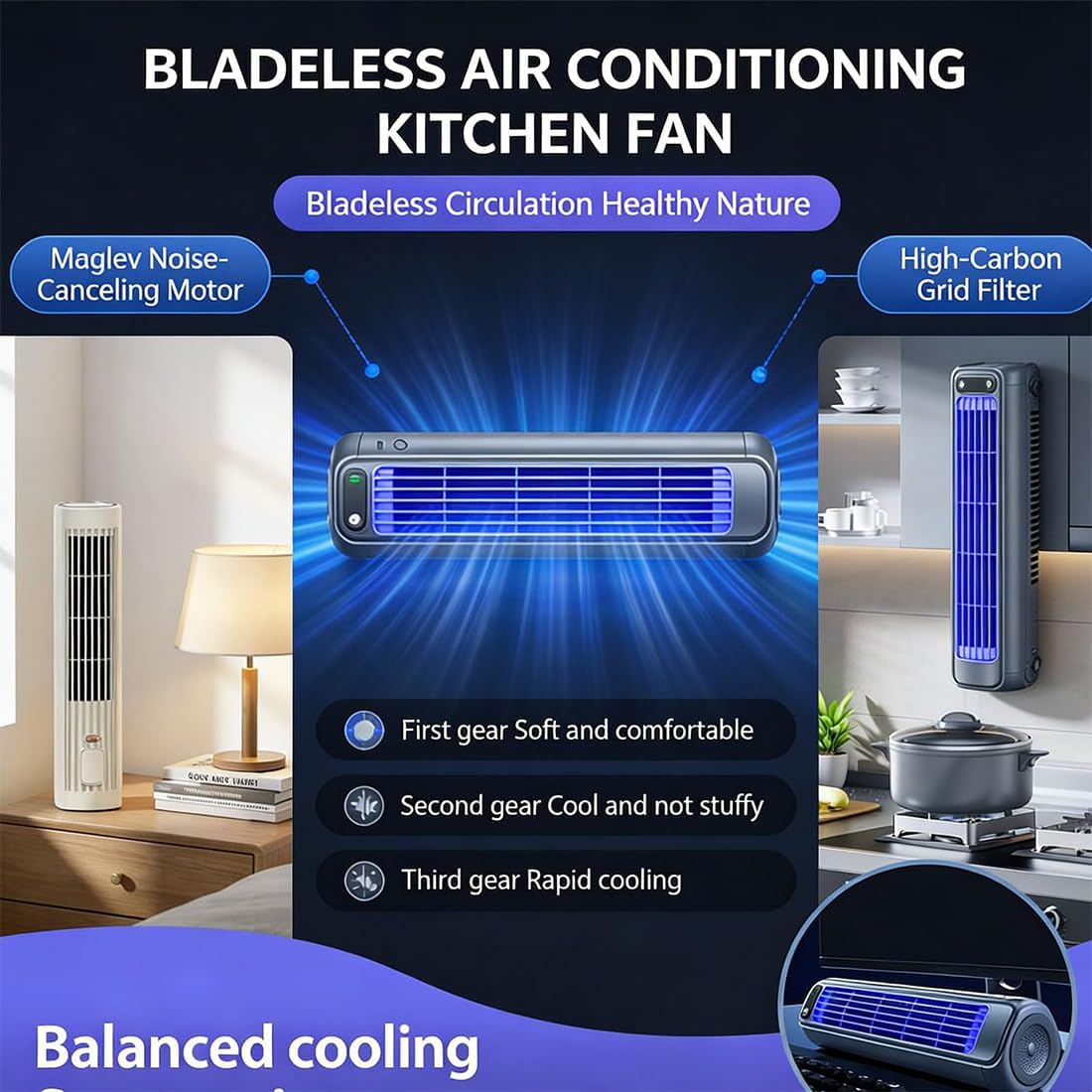  Jiuberry Cooling Ace, Climatiseur Portable Jiuberry, Climatiseur Portable Silencieux Cooling Ace À 3 Vitesses, Fixation Murale, Gain De Place, Pour Chambre, Bureau Et Usage Intérieur (#B)