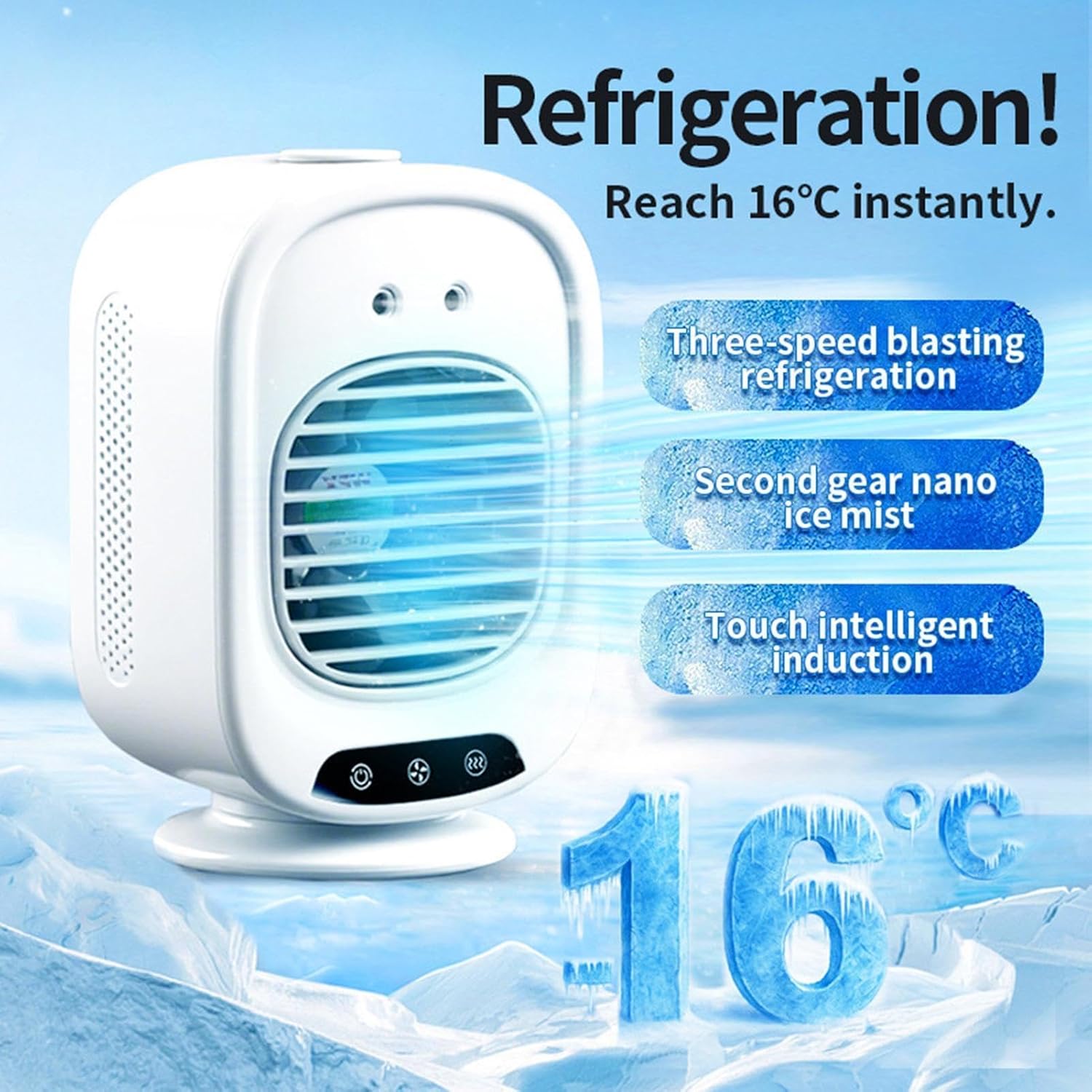  Climatiseur Personnel | Rotation À 150 Degrés Faible Niveau Sonore 3 Vitesses De Ventilation | Ventilateur Climatiseur | Pour Voyage, Camping, Maison, Chambre, Salon, Voiture, Dortoir, Bureau