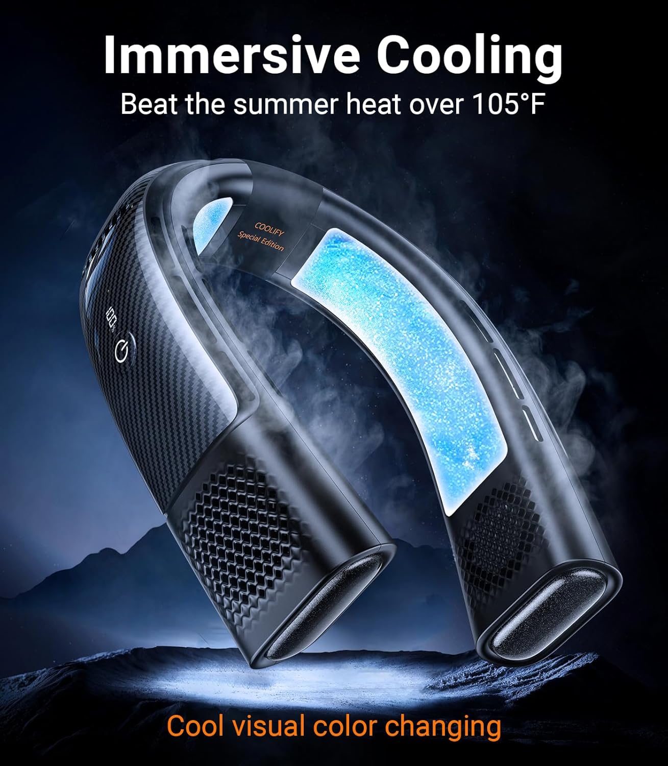  TORRAS COOLiFY 2S Ventilateurs De Cou Qui Soufflent De L'air Froid [version Limitée], Climatiseur De Cou Avec Batterie Longue, Ventilateur De Cou à Changement Orange-bleu, Ventilateur De Cou