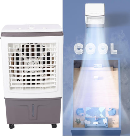 Climatiseur Par évaporation 26 L Portable 3000 M³h à Rotation Automatique 3 En 1 Avec Humidification 3 Vitesses 2 Blocs De Glace Pour La Maison, Le Bureau, Le Jardin