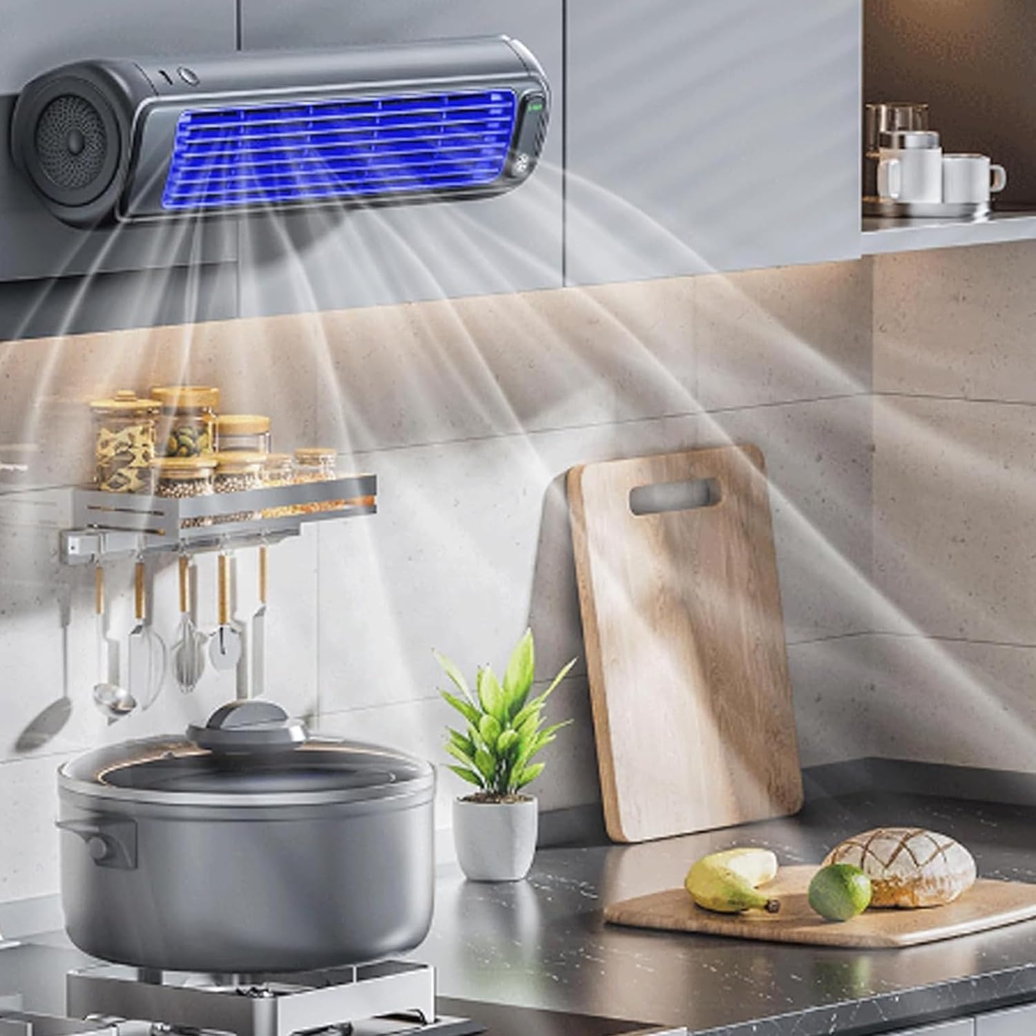 GENERIC Outfany Cooling Ace Mini Climatiseur Portable, Mini Aire Acondicionado Portatil, Libiyi Cooling Ace, Shirem Cooling Ace, Desktop Portable Tower Fan Air Conditioner - 3 Vitesses, Recharge USB (bleu)
