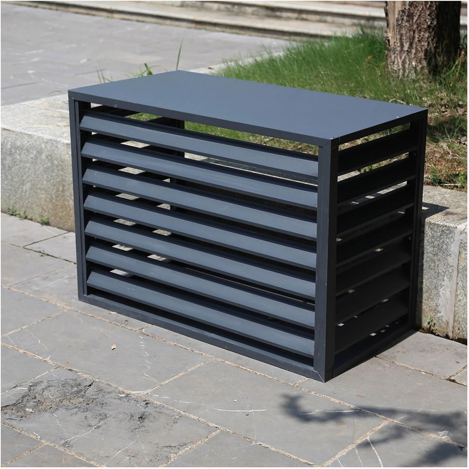  Housse Pour Climatiseur Extérieur – Aluminium Résistant Aux Intempéries, Garde-corps Décoratif Pour Unités AC, Gris, Dimensions : 110 X 60 X 80 Cm, Et Protection élégante