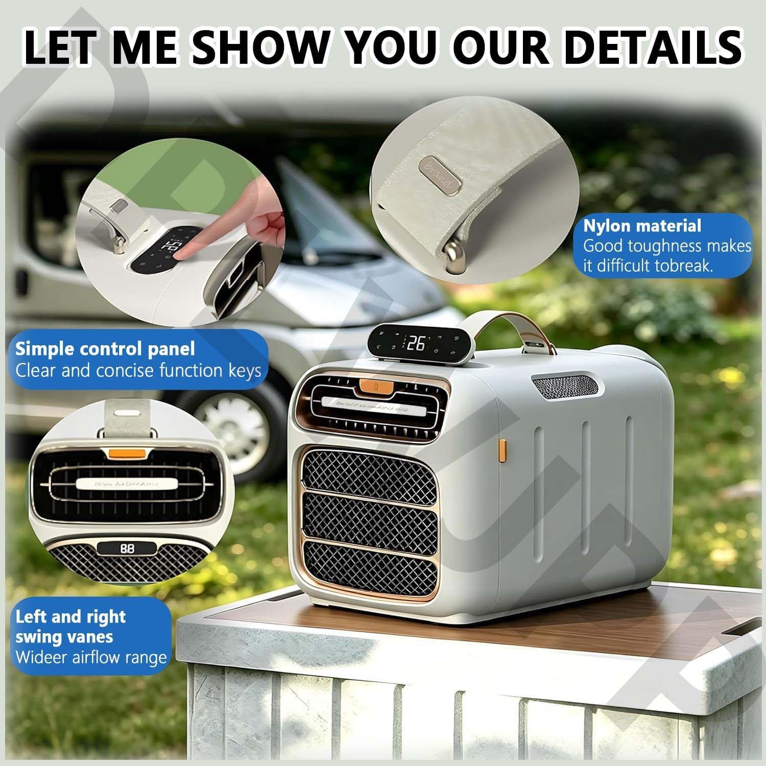  Climatiseur Portable Pour Caravane Et Voiture Refroidisseur Compact D'extérieur Climatiseurs De Voyage Portable Refroidisseur Sans Eau Pour Camping Les Camping Cars