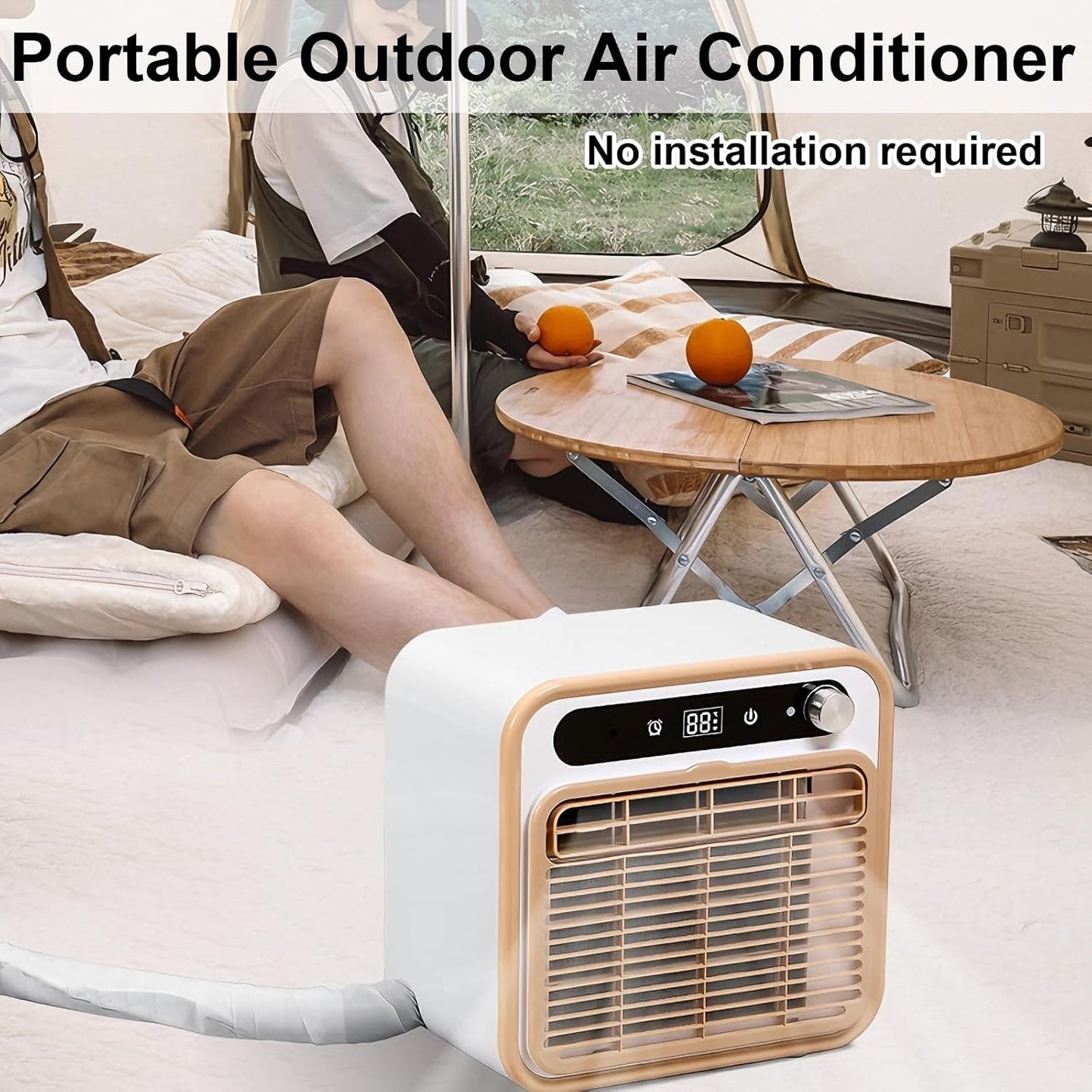  12000 BTU Portable Split AC, Télécommande WiFi, 130m3/h Refroidissement Silencieux Pour Tente, VR, Caravane, Pas De Tuyau Requis, Conception Légère Pour Le Camping Extérieur Et L'utilisation Intérieur