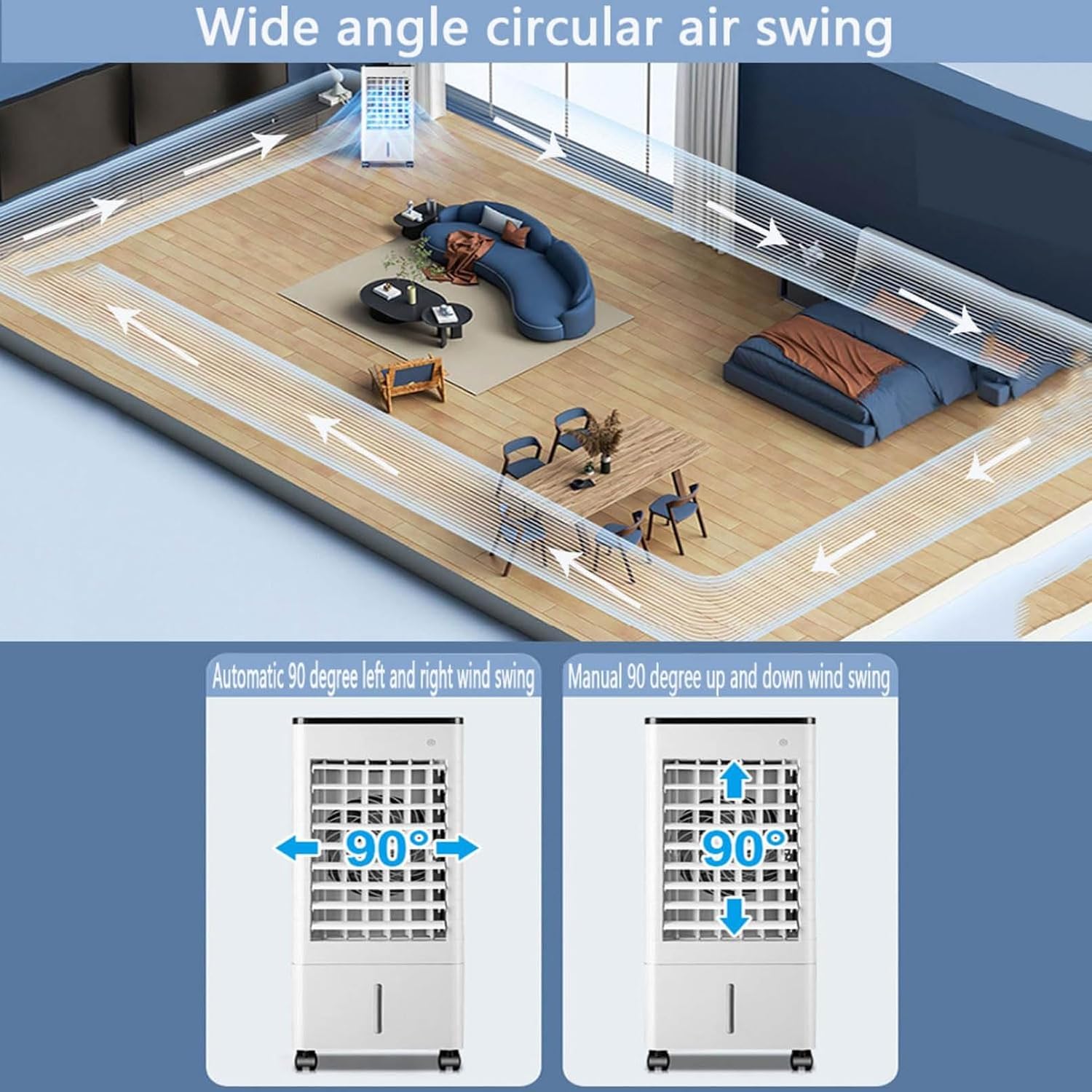 GENERIC Climatiseur Portable Avec Minuterie De 15 H, Arrêt Automatique, 3 Modes De Flux D'air, Réservoir D'eau De 9 L - Unité AC Sans Conduit