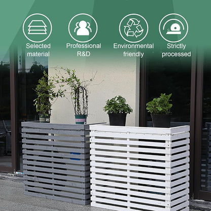 GENERIC Housse De Climatiseur Extérieur, Bois Massif Avec Support De Fleur, Protection De L'unité AC - Solution Résistante Aux Intempéries Et élégante Pour Climatiseurs Mobiles (couleur : Blanc)