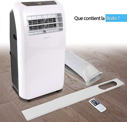  SereneLife Climatiseur Mobile 9000 BTU Avec Chauffage – Climatiseur Réversible Portable 4 En 1, Jusqu’à 41 M², Déshumidificateur, Ventilateur, Télécommande, Kit Fenêtre, Blanc