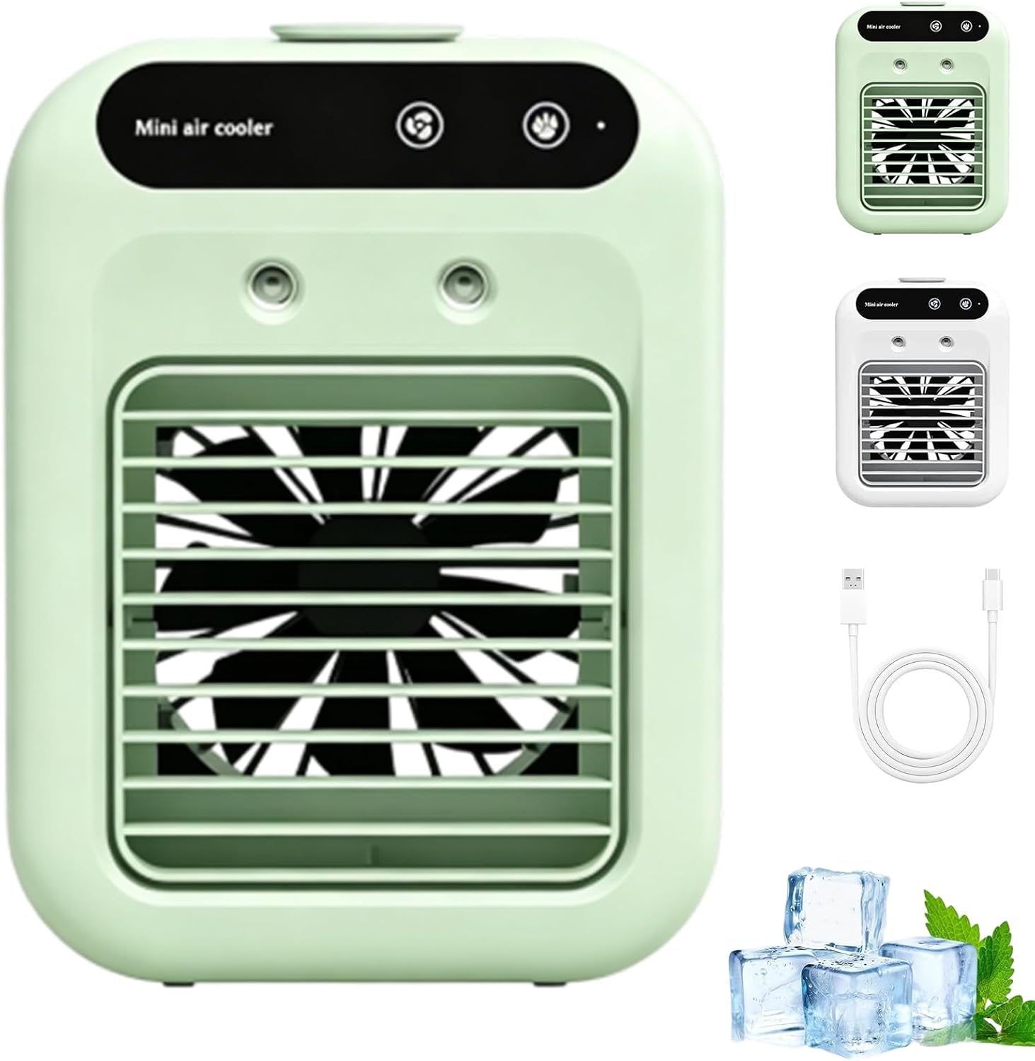  Climatiseur Portable Zensairex, Mini Climatiseur Portable Pour Chambre, 2 Vitesses, Réservoir D'eau De 500 Ml, Rafraîchisseur D'air Par Évaporation Pour Petites Pièces Maison, Bureau (Blanc*2)