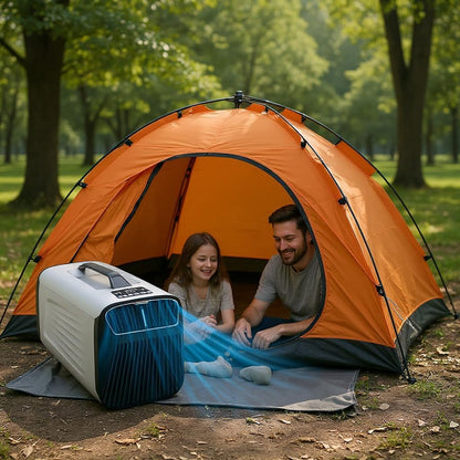  Climatiseur Portable 6000 BTU - Climatiseur De Camping Avec Déshumidificateur, Minuterie 24 H, Conception Ultra-silencieuse, Conduit D'évacuation Inclus, Utilisation Intérieure Et Extérieure, Refroi