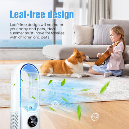 Kouamor Ventilateur Sur Pied USB 30 Cm Sans Pales, 6 Vitesses, Refroidisseur D'air Portable Pour Bureau, Chambre à Coucher