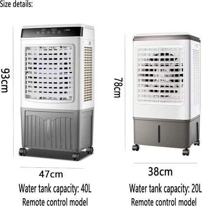  Climatiseur Portable 40L, Refroidisseur D'air Par évaporation, Ventilateur De Refroidissement Avec Télécommande, 3 Vitesses Et 3 Modes, Minuterie 7,5 H, Unité De Climatisation Mobile à économie D'én