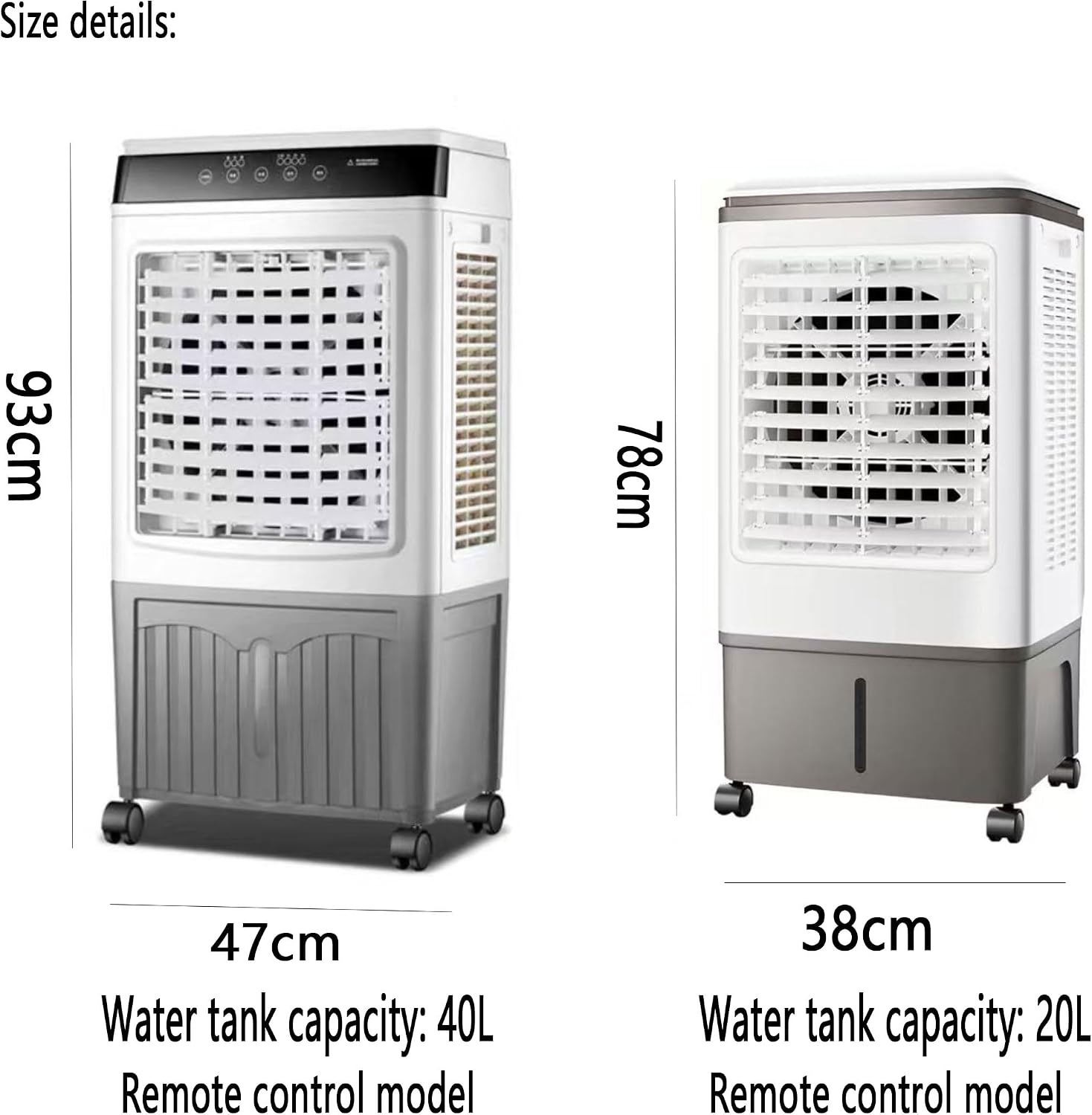  Climatiseur Portable à évaporation Avec Réservoir D'eau De 40 L Et 2 Blocs Réfrigérants. Économe En énergie. 3 Vitesses. Oscillation à 120°. Ventilateur Compact. Idéal Pour Une Utilisation Domestique.