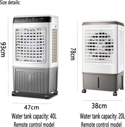  Climatiseur Portable à évaporation Avec Réservoir D'eau De 40 L Et 2 Blocs Réfrigérants. Économe En énergie. 3 Vitesses. Oscillation à 120°. Ventilateur Compact. Idéal Pour Une Utilisation Domestique.