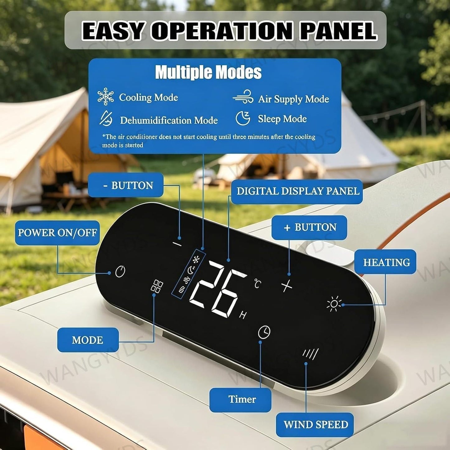 Climatiseur Mobile 4700 BTU, 3 En 1 Climatisation Avec Déshumidificateur Chauffage Et Mode Sommeil, Clim Mobile Silencieuse, Kit Fenêtre Fourni, Télécommande, Minuterie 24H