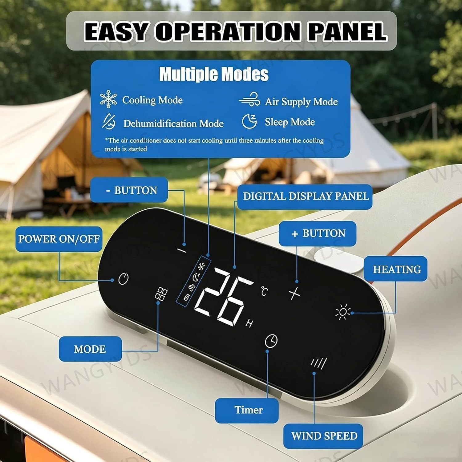  Climatiseur Mobile 4700 BTU, 3 En 1 Climatisation Avec Déshumidificateur Chauffage Et Mode Sommeil, Clim Mobile Silencieuse, Kit Fenêtre Fourni, Télécommande, Minuterie 24H