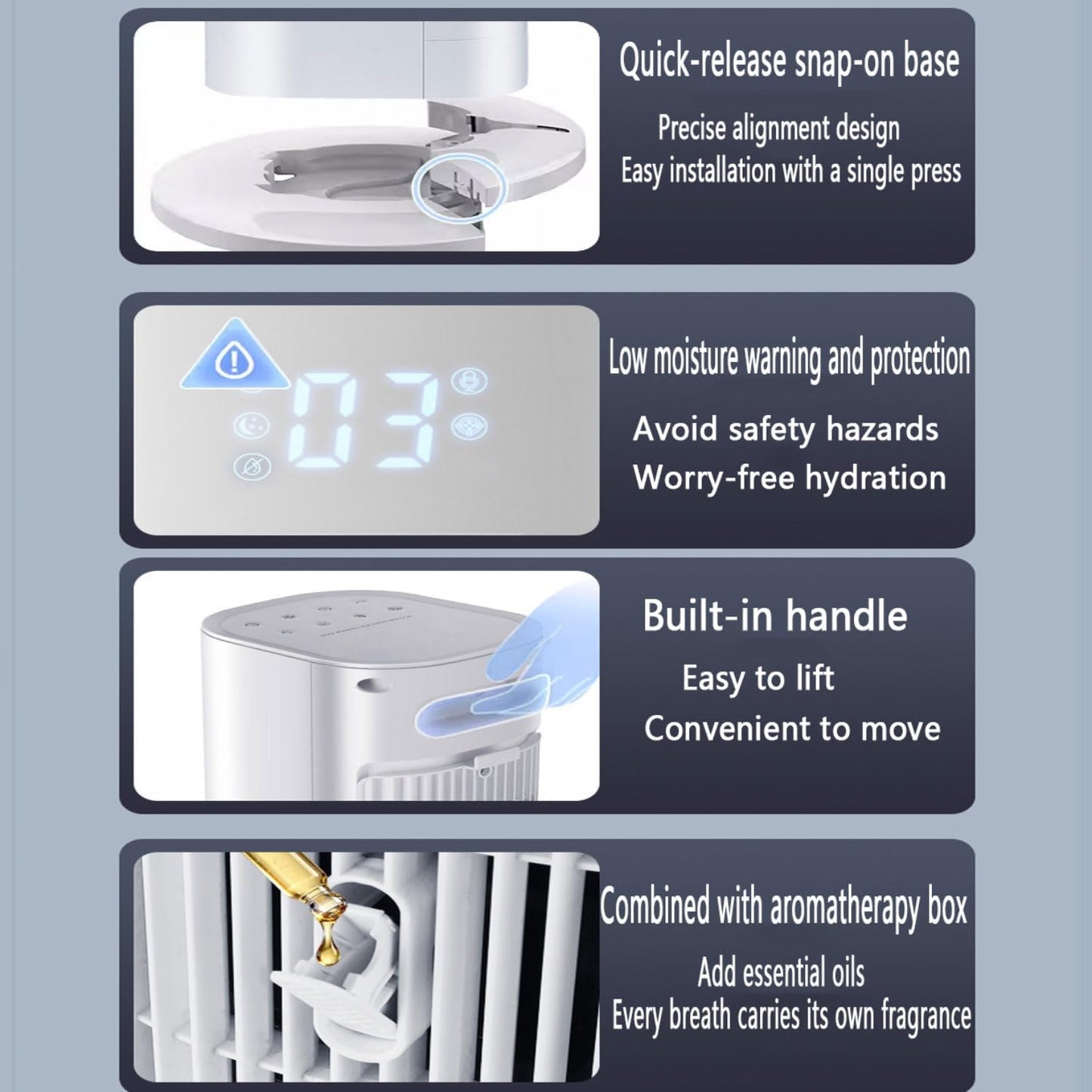 GENERIC Ventilateur De Tour De Refroidissement De Marais, Climatiseur De Réservoir De 4L Avec Oscillation, 3 Vitesses, Fonctionnement Silencieux, Packs De Minuterie Et De Glace, Contrôle Tactile Pour Le Burea