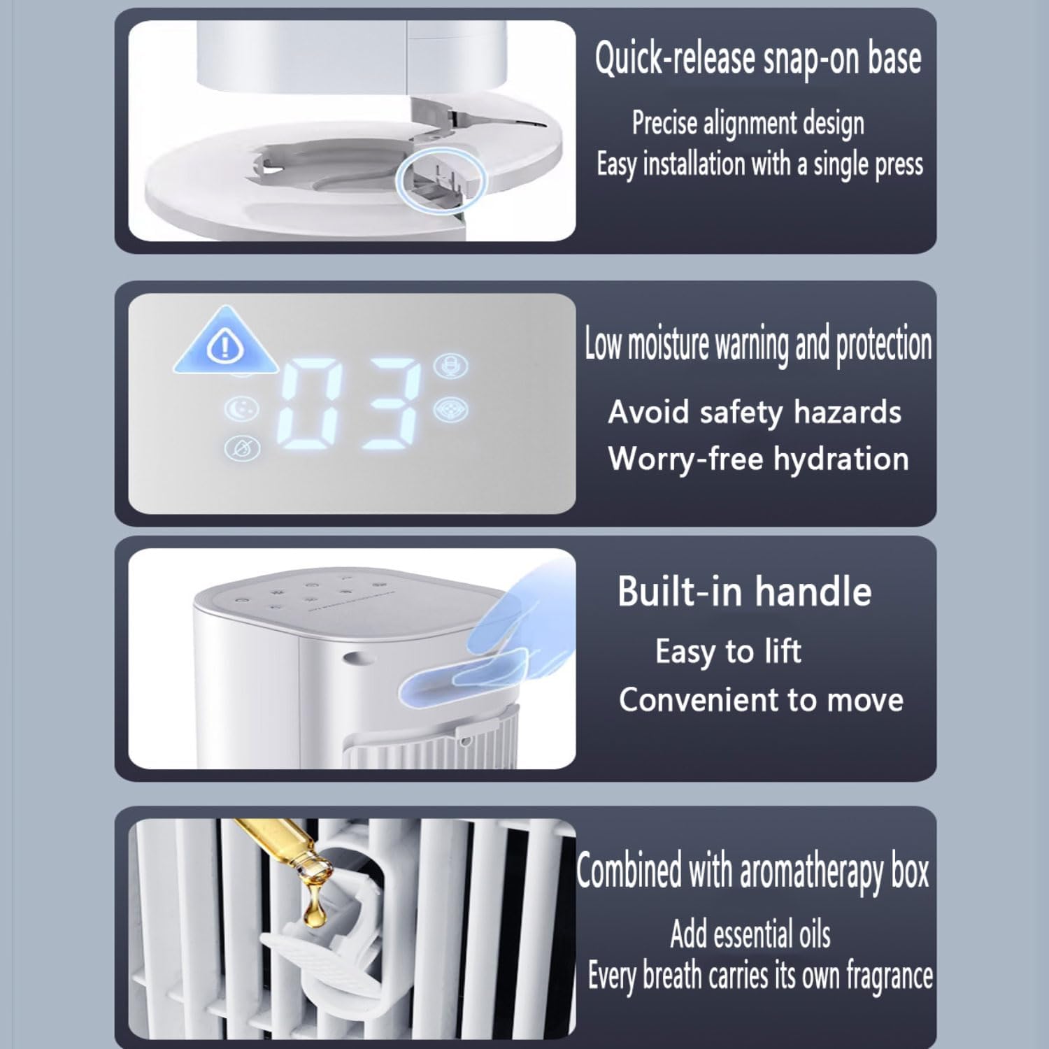 GENERIC Ventilateur De Tour De Refroidissement De Marais, Climatiseur De Réservoir De 4L Avec Oscillation, 3 Vitesses, Fonctionnement Silencieux, Packs De Minuterie Et De Glace, Contrôle Tactile Pour Le Burea