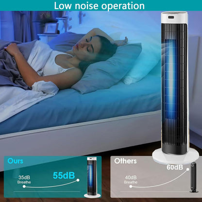 GENERIC Ventilateur De Tour Avec Télécommande, Refroidisseur D'air Oscillant Silencieux, écran LED à 3 Vitesses, Conception Portable Pour Le Bureau De Chambre à Coucher à Domicile, Système De Refroidissement