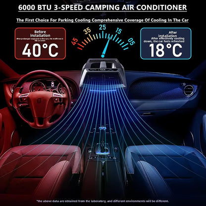  Climatiseur De Camping Portable - 6000 BTU 4-en-1 Unité Avec Télécommande, Refroidissement, Ventilateur, Déshumidification, Modes De Sommeil, Panneau Tactile à 3 Vitesses Pour La Tente Ou L'utilisatio