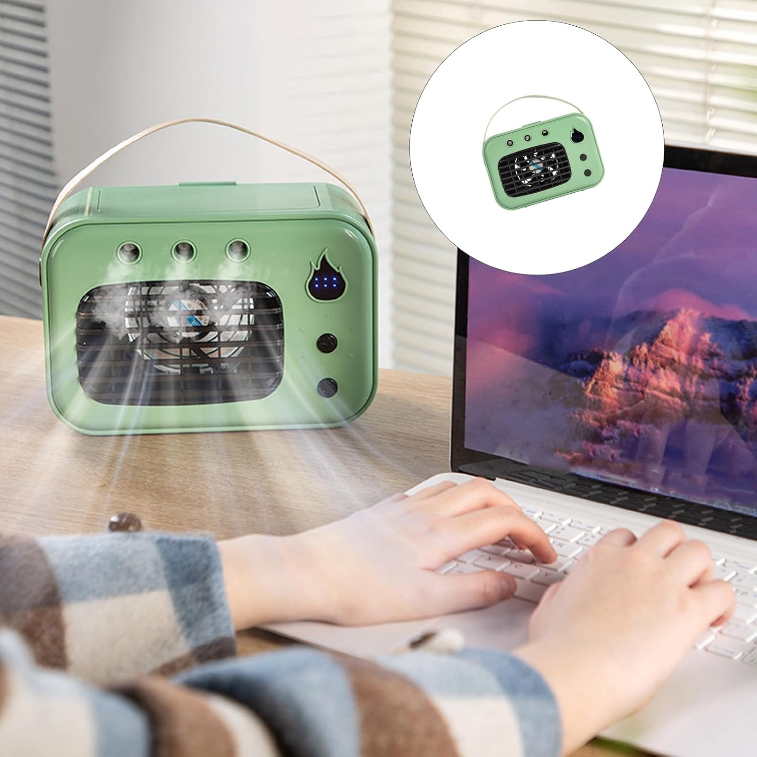  Refroidisseur D ' Air De Bureau Alimenté Par USB Avec 3 Réglages Et Fonction D ' Humidité Pour Refroidisseur Par évaporation à Usage Domestique