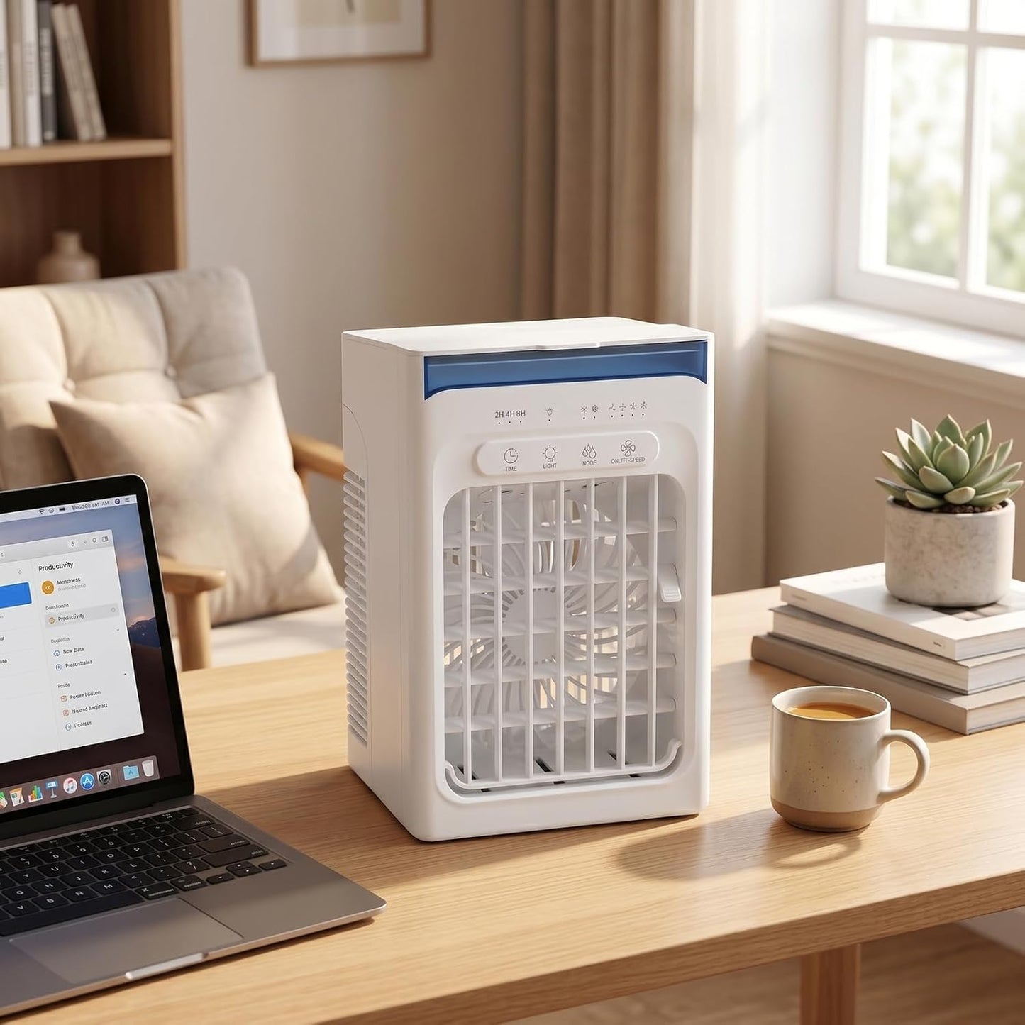  Yctze Refroidisseur D'air éVaporatif Portable Pour Travailleurs De Bureau Chambre à Coucher Bureau Refroidit L'air De 3-6°c Avec 4 Vitesses Vent Et Brume D'eau Réservoir D'eau