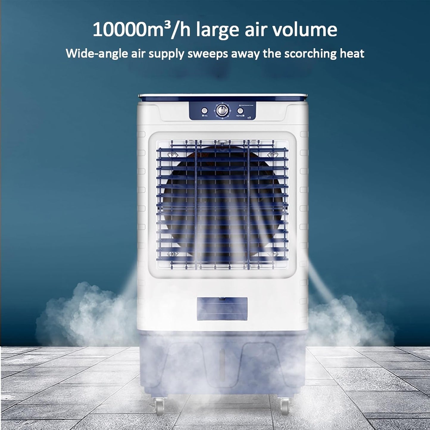  Refroidisseur D'air Par évaporation, Débit D'air élevé De 10 000 M³/h, Réservoir De 80 L, Oscillation à 120°, 3 Vitesses, Pour Le Refroidissement Intérieur Et Extérieur Des Garages.